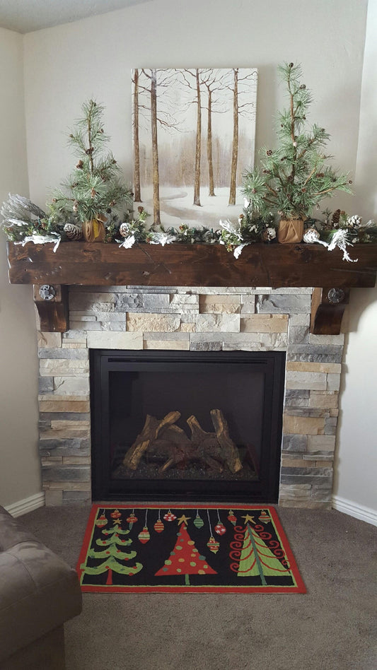 Fireplace Mantel Distressed With Corbels, Antique Washers And Bolts