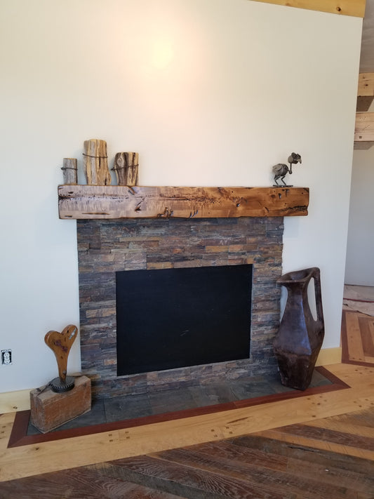 Moab Fireplace Mantel - Rustic Salvaged Barnwood