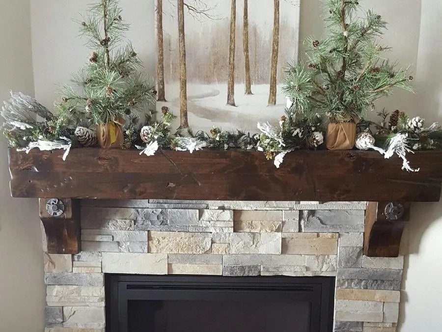 Durango Fireplace Mantel - Antique Bolts w/ Corbels