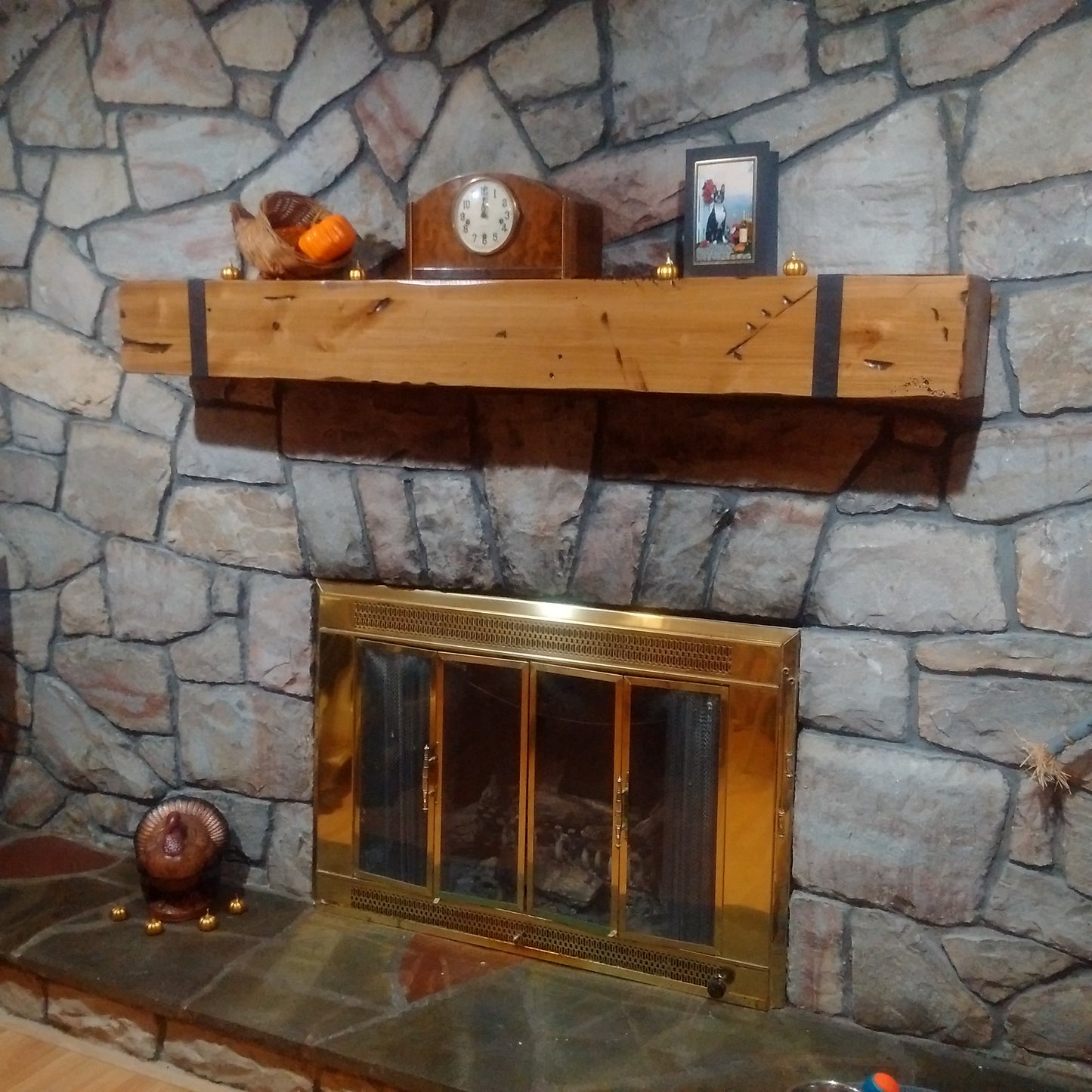 Montana Fireplace Mantel - Vintage Hammered Straps